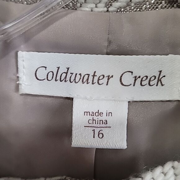 COLDWATER CREEK Womens Champagne Met Gold Jacquard  Blazer Jacket 16 - Picture 8 of 9